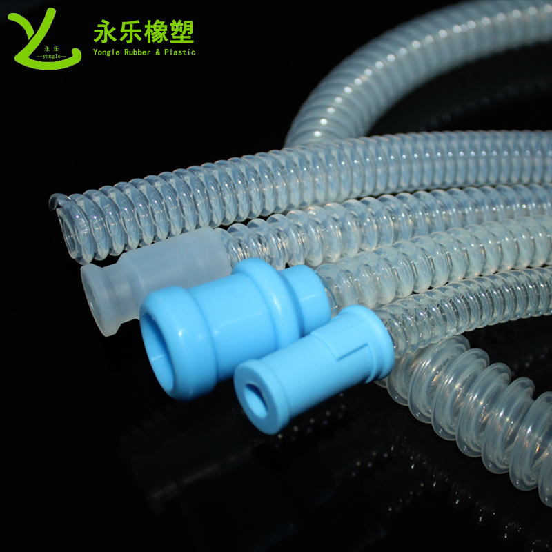 呼吸機硅膠波紋管，透明硅膠波紋管，擠出波紋硅膠管